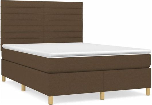 Κρεβάτι vidaXL 3142420 Boxspring με Στρώμα Σκούρο Καφέ 140x200cm Υφασμάτινο Διπλό