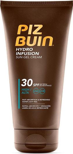 Piz Buin Hydro Infusion Sun Gel Cream Tube Αδιάβροχο Αντηλιακό Gel για το Σώμα SPF30 150ml