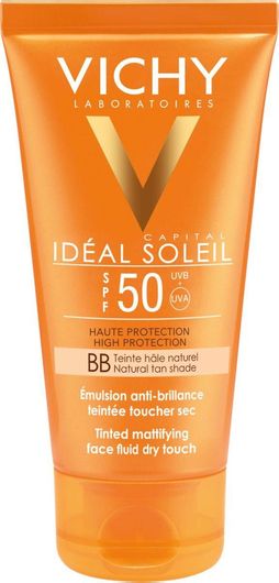 Αντηλιακή Κρέμα Προσώπου Vichy Ideal Soleil BB Tinted Dry Touch Fluid Mat Αδιάβροχη SPF50 με Χρώμα 50ml