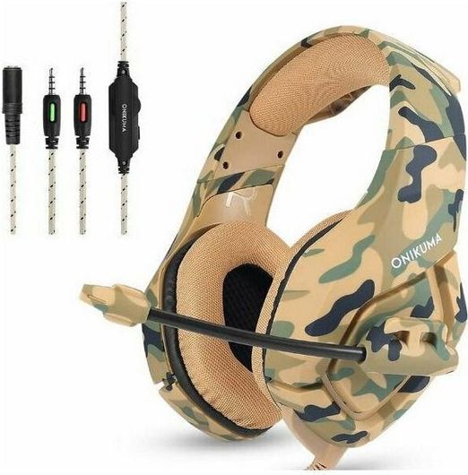 Gaming Headset Onikuma Onikuma K1-B Camouflage Over Ear με Σύνδεση 3.5mm Καφέ