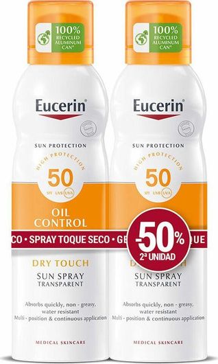 Αντηλιακή Λοσιόν Σώματος Eucerin Oil Control Αδιάβροχη SPF50 σε Spray 2x200ml