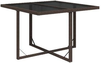 Τραπέζι Κήπου & Βεράντας vidaXL από Rattan με Γυάλινη Επιφάνεια 109x107x74cm Καφέ