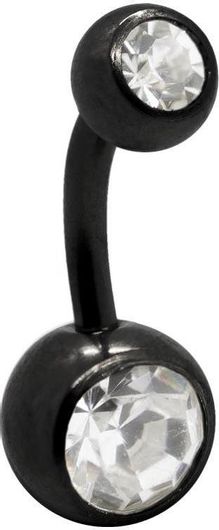 Σκουλαρίκι Αφαλού από Τιτάνιο με Ζιργκόν 10mm Μαύρο