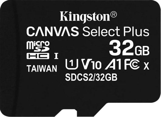 Κάρτα Μνήμης Kingston Canvas Select Plus microSDHC 32GB Class 10 U1 V10 A1 UHS-I με Αντάπτορα