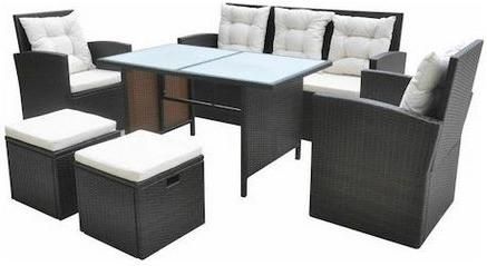 Σετ Τραπεζαρίας Εξωτερικού Χώρου vidaXL με Μαξιλάρια Καφέ 6τμχ