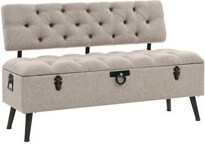 Ταμπουρέ με Πλάτη & Αποθηκευτικό Χώρο Κρεμ 110x52x75cm