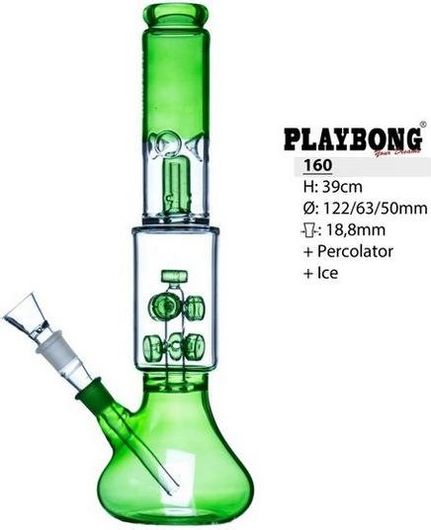 Bong Playbong 160 Γυάλινο Πράσινα Κουμπιά