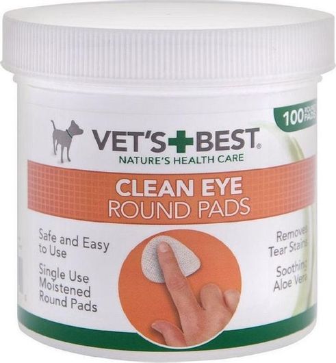 Μαντηλάκια Σκύλου Vets Best Clean Round Pads για Καθαρισμό Ματιών με Άρωμα Αλόη 100τμχ