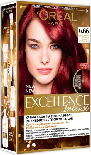 Μόνιμη Βαφή Μαλλιών L'Oreal Paris Excellence Intense 6.66 Πολύ Έντονο Κόκκινο 48ml