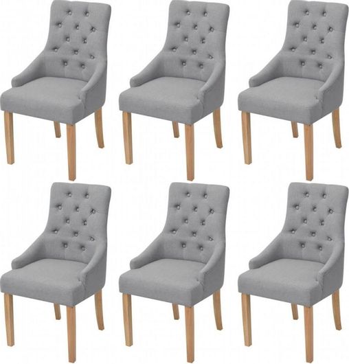 Καρέκλες Τραπεζαρίας vidaXL με Υφασμάτινη Επένδυση Ανοιχτό Γκρι 6τμχ 52x60x95.5cm