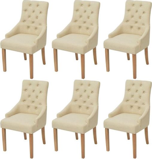 Καρέκλες Τραπεζαρίας vidaXL με Υφασμάτινη Επένδυση Κρεμ 6τμχ 52x60x95.5cm