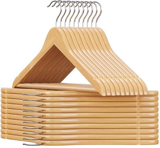 Κρεμάστρες Ντουλάπας Songmics CRW001-20 Ξύλινες Σετ 20τμχ Φυσικό