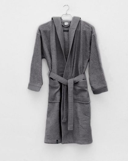 Μπουρνούζι Pennie 080529-15 με Γιακά Γυναικείο Small Ανθρακί