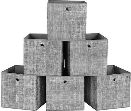 Κουτιά Αποθήκευσης Songmics Υφασμάτινα με Καπάκι 30x30x30cm Σετ 6τμχ Γκρι