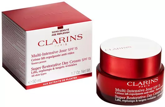 Κρέμα Προσώπου Clarins Super Restorative Ημέρας με SPF15 για Ενυδάτωση, Αντιγήρανση & τους Ρύπους 50ml