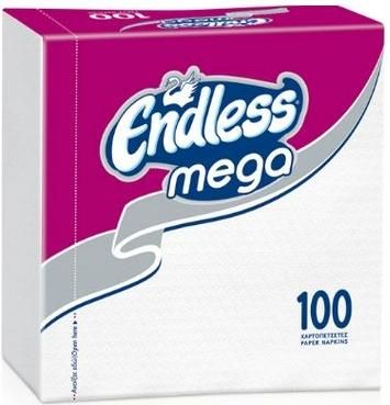 Χαρτοπετσέτα Endless Mega "Ελιά" 33x33cm 100τμχ Λευκό