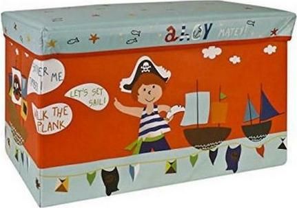 Παιδικό Σκαμπό με Αποθηκευτικό Χώρο Next Πειρατές Υφασμάτινο Πορτοκαλί 60x35x35cm