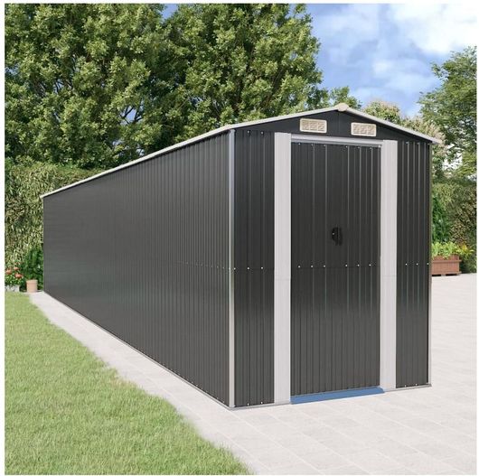 Αποθήκη Κήπου vidaXL Μεταλλική Γαλβανιζέ με Διπλή Πόρτα & Αεραγωγό 1.92x10.21x2.23m Ανθρακί