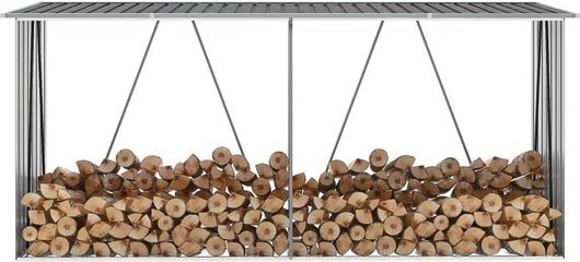 Υπόστεγο Αποθήκευσης Ξύλων vidaXL Μεταλλικό Ανοιχτού Τύπου 3.3x0.84x1.52m Γκρι