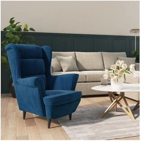 Μπερζέρα vidaXL Βελούδινη Μπλε 81x90x96.5cm