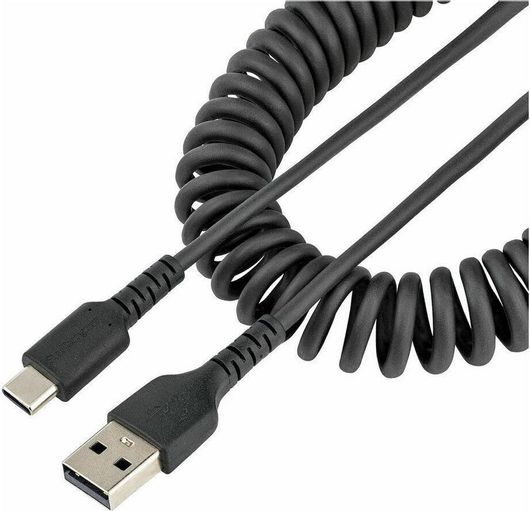Καλώδιο StarTech R2ACC-1M-USB-CABLE Spiral USB 2.0 USB-C male σε USB-A male 1m Μαύρο