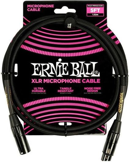 Καλώδιο Ernie Ball 6390 XLR male σε XLR female 1.52m Μαύρο