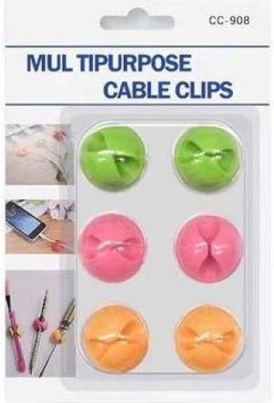 Clips Οργάνωσης Καλωδίων 6τμχ Πολύχρωμο