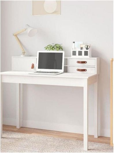 Γραφείο vidaXL Σεκρετέρ από Μασίφ Ξύλο 110x50x93cm Λευκό