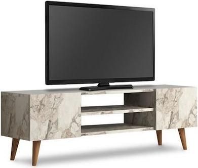 Έπιπλο Τηλεόρασης Megapap Etna από Μασίφ Ξύλο Μπεζ Μ120xΠ30xΥ40cm