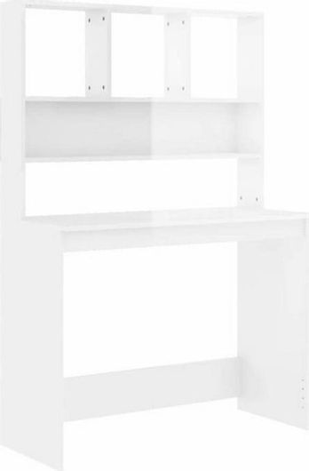 Γραφείο vidaXL με Βιβλιοθήκη Ξύλινο Γυαλιστερό Λευκό 102x45x148cm