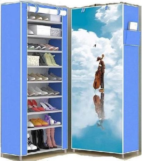 Παπουτσοθήκη Υφασμάτινη Ο Μουσικός με 9 Ράφια 60x30x160cm Μπλε