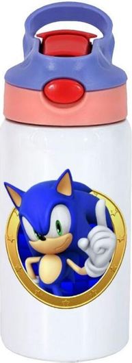 Παγούρι Sonic the hedgehog, Children's hot water bottle, stainless steel, with safety straw, pink / purple 350ml