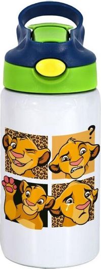 Παγούρι Θερμός Simba Lion King Ανοξείδωτο με Καλαμάκι Πράσινο / Μπλε 350ml