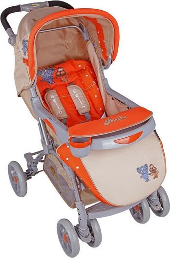 Καρότσι Μωρού Beboulino Bello Orange Lion + Elephant