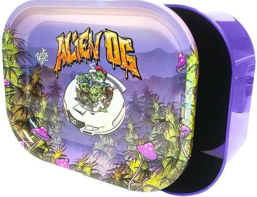 Rolling Tray Best Buds Thin Box with Storage Alien OG Πολύχρωμο