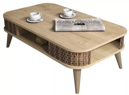 Τραπεζάκι Σαλονιού HomeMarkt HM9501.01 Ορθογώνιο Ξύλινο Φυσικό Μ105xΠ60xΥ34.6cm