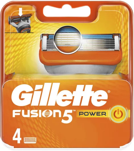 Gillette Fusion Power Ανταλλακτικές Κεφαλές με 5 Λεπίδες & Λιπαντική Ταινία 4τμχ