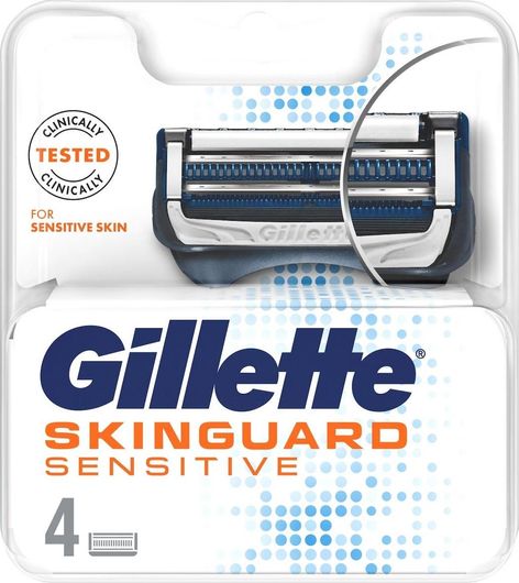 Gillette Skinguard Sensitive Ανταλλακτικές Κεφαλές με 2 Λεπίδες & Λιπαντική Ταινία για Ευαίσθητες Επιδερμίδες 4τμχ