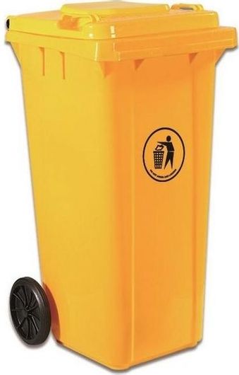 Κάδος Απορριμμάτων Delta Cleaning Πλαστικός Τροχήλατος 120lt Κίτρινο