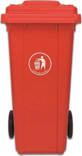 Κάδος Απορριμμάτων Delta Cleaning Πλαστικός Τροχήλατος 120lt Κόκκινο