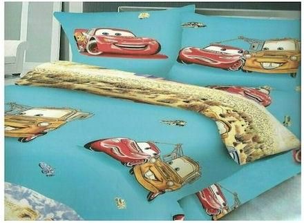 Σετ Παιδικά Σεντόνια Γαρύφαλλο McQueen Μονά Βαμβακερά 260x160cm 3τμχ Πολύχρωμο
