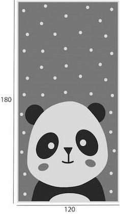 Παιδικό Χαλί HomeMarkt Panda με Κρόσια 180x120cm Γκρι