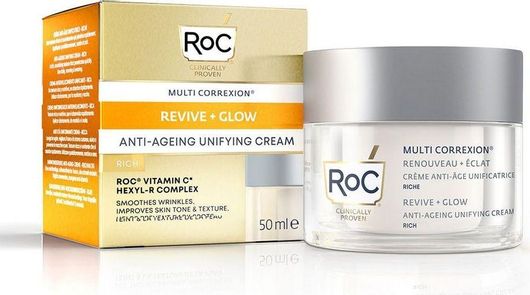 Κρέμα Προσώπου Roc Multi Correxion Revive + Glow Anti-Ageing Unifying Cream για Αντιγήρανση με Βιταμίνη C 50ml