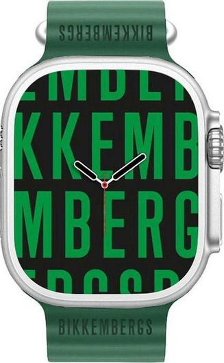 Smartwatch Bikkembergs BK10-8 Big 1.96" GPS Aluminium Case Silver & Silicone Strap Green