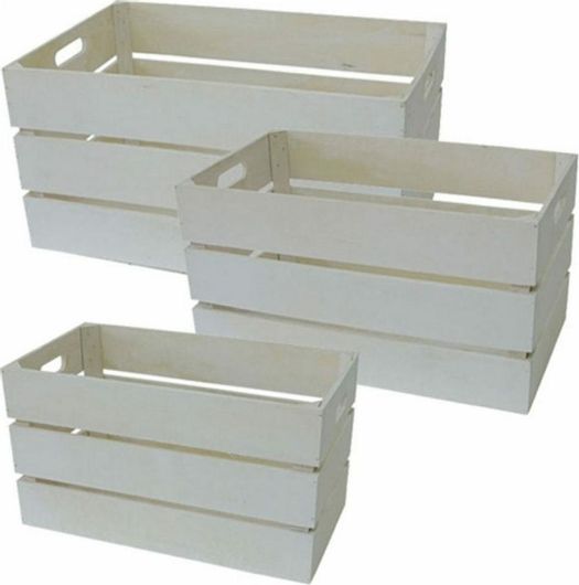 Κασελάκια Marhome Ξύλινα Λευκά Σετ 3τμχ 10 / ΣΑΚ