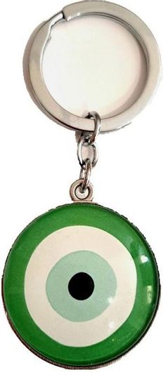 Μπρελόκ Γυάλινο Διπλής Όψεως Πράσινο Μάτι