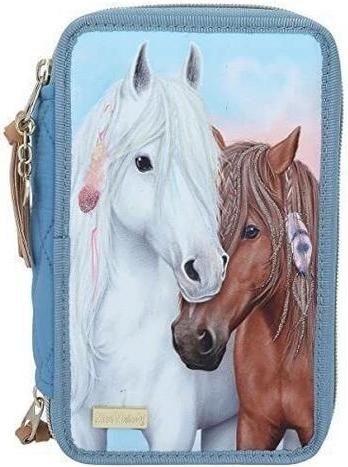 Σχολική Κασετίνα Τετράγωνη Miss Melody Blue Quilt Τριπλή Γεμάτη Μπλε