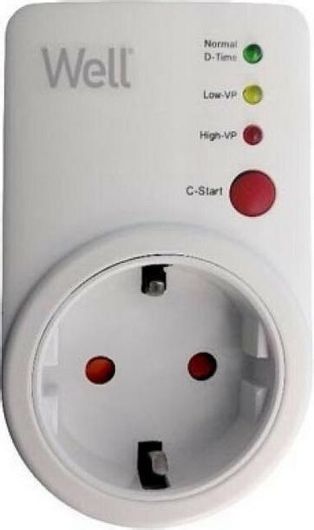 Μονόπριζο Well Intelligent Voltage Protector Ασφαλείας Λευκό