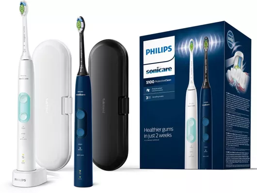 Philips Sonicare Protectiveclean 5100 Ηλεκτρική Οδοντόβουρτσα με Χρονομετρητή, Αισθητήρα Πίεσης και Θήκη Ταξιδίου Λευκή