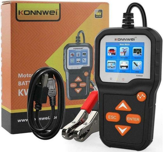 Battery Tester Konnwei KW-650 Ψηφιακό με Κροκοδειλάκια 6V / 12V
